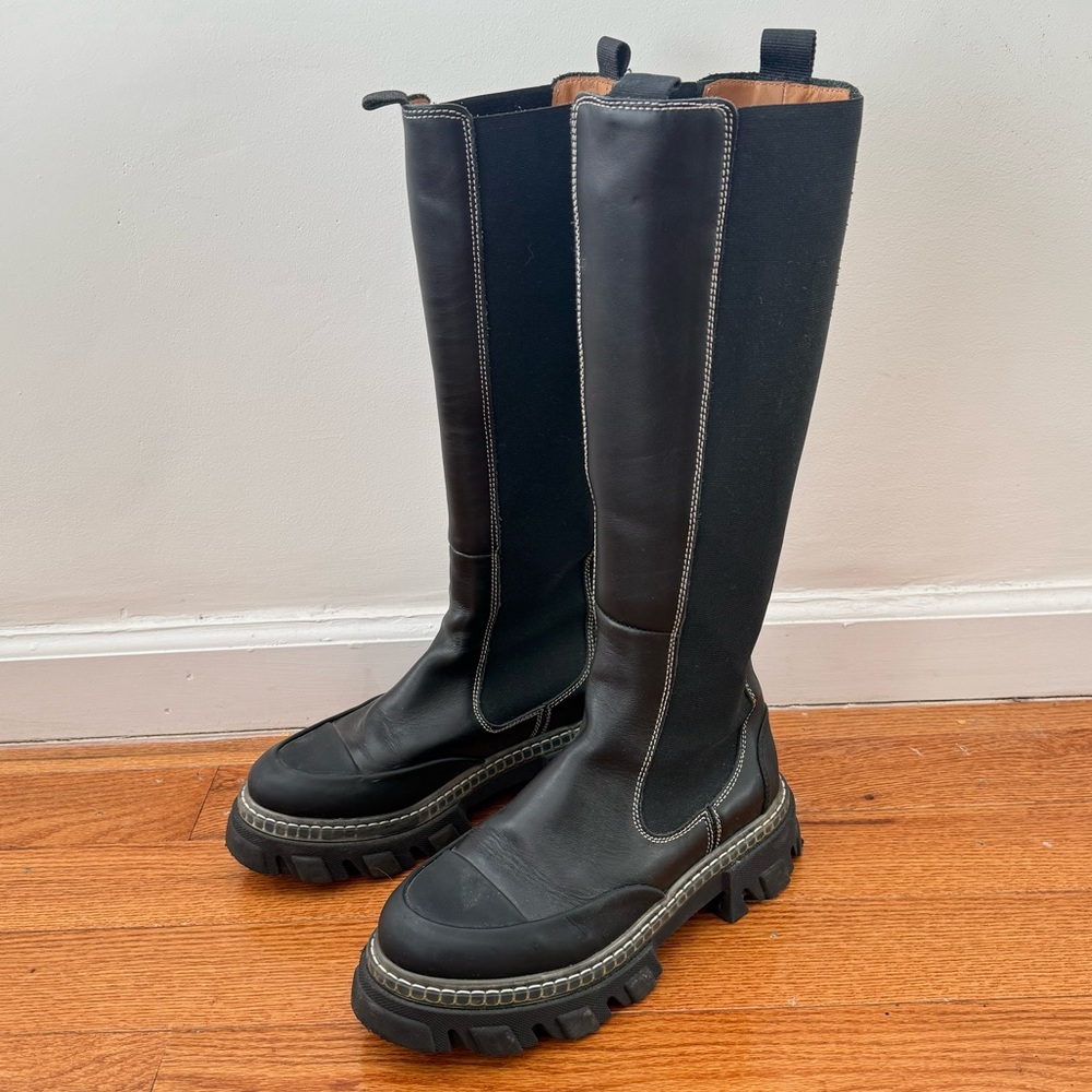 Ganni Knee High Leather Boots